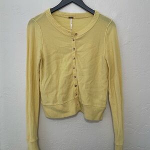 Free People Yellow Cardigan Sweater